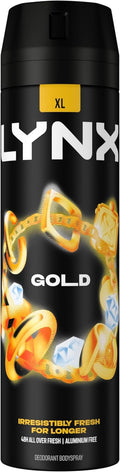 Gold Aerosol Body Spray Men'S Deodorant Spray with an Oud Wood & Fresh Vanilla Scent for 48 Hours of Odour Busting, High Defnition Fragrance 6X 200 Ml