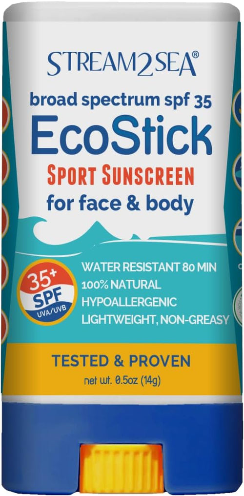 Ecostick SPF 35 Mineral Sunscreen Stick | Sweat & Water Resistant Sunblock | USDA Approved Biodegradable & Reef Safe Sunscreen Protection(Ecostick Sport)