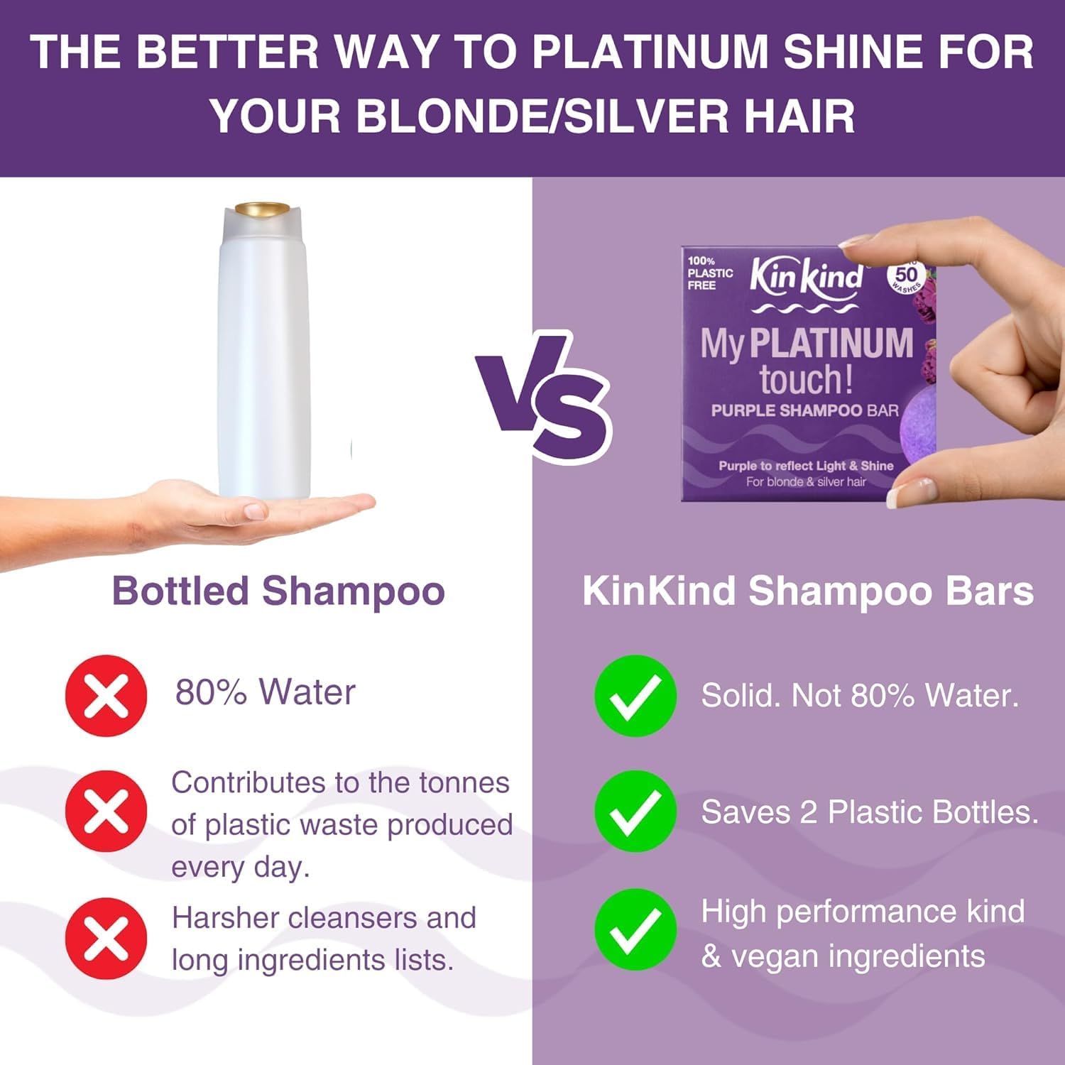 Purple Shampoo Bar - My PLATINUM Touch! Solid Shampoo Bar for Blonde, Silver & White Hair | Natural Shampoo Bar, Travel Shampoo Bars for Hair UK | up to 50 Washes - Vegan