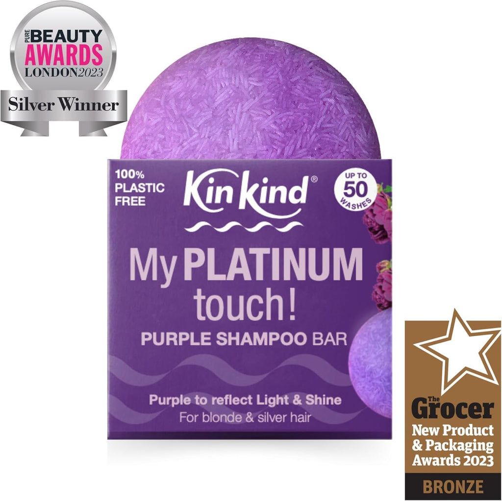 Purple Shampoo Bar - My PLATINUM Touch! Solid Shampoo Bar for Blonde, Silver & White Hair | Natural Shampoo Bar, Travel Shampoo Bars for Hair UK | up to 50 Washes - Vegan