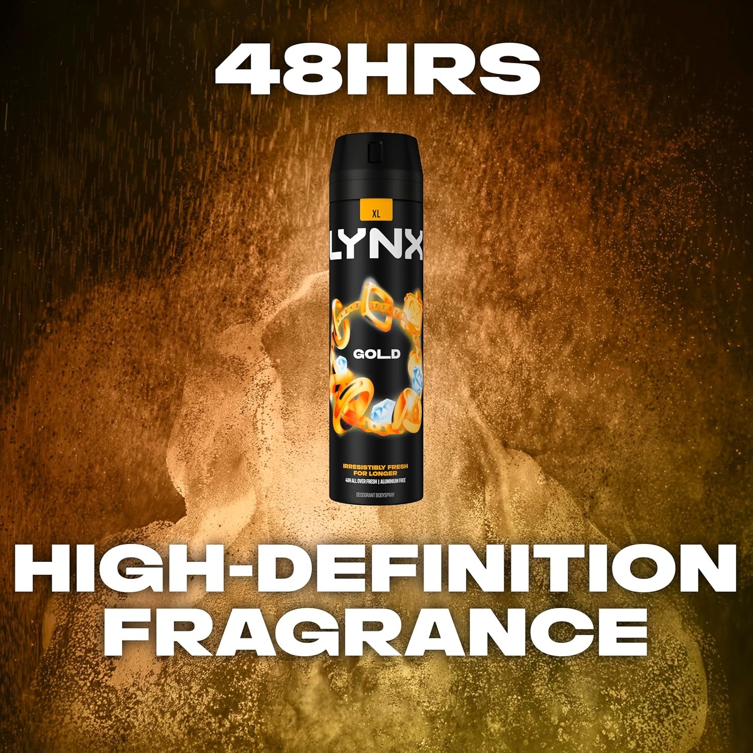 Gold Aerosol Body Spray Men'S Deodorant Spray with an Oud Wood & Fresh Vanilla Scent for 48 Hours of Odour Busting, High Defnition Fragrance 6X 200 Ml
