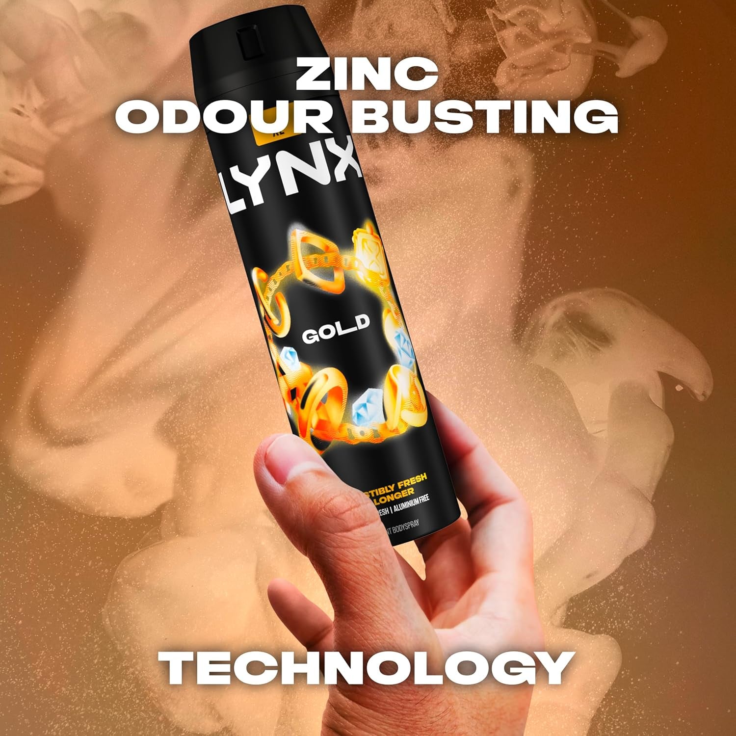 Gold Aerosol Body Spray Men'S Deodorant Spray with an Oud Wood & Fresh Vanilla Scent for 48 Hours of Odour Busting, High Defnition Fragrance 6X 200 Ml