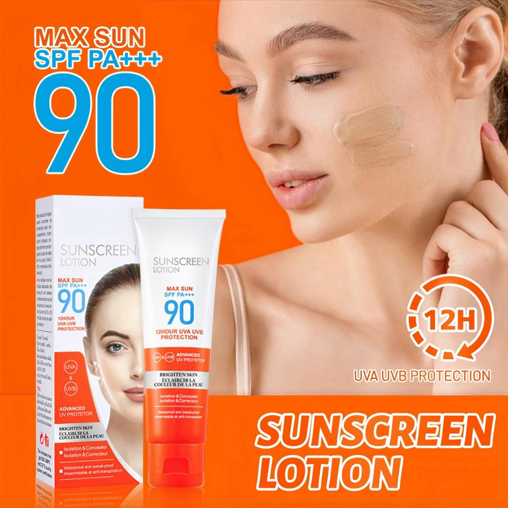 Sun Cream SPF 90,Face Sun Lotion Cream with Spf90,Suncream for High Sun Protection SPF 90 Face Moisturiser,Facial Sunscreen Lotion Cream,Waterproof Sun Cream against UVA & Uvb,Sunscreen for Daily Use